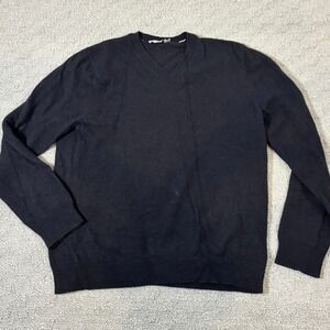 Vince Mens 100% Cashmere V-Neck Sweater Navy Blue Large